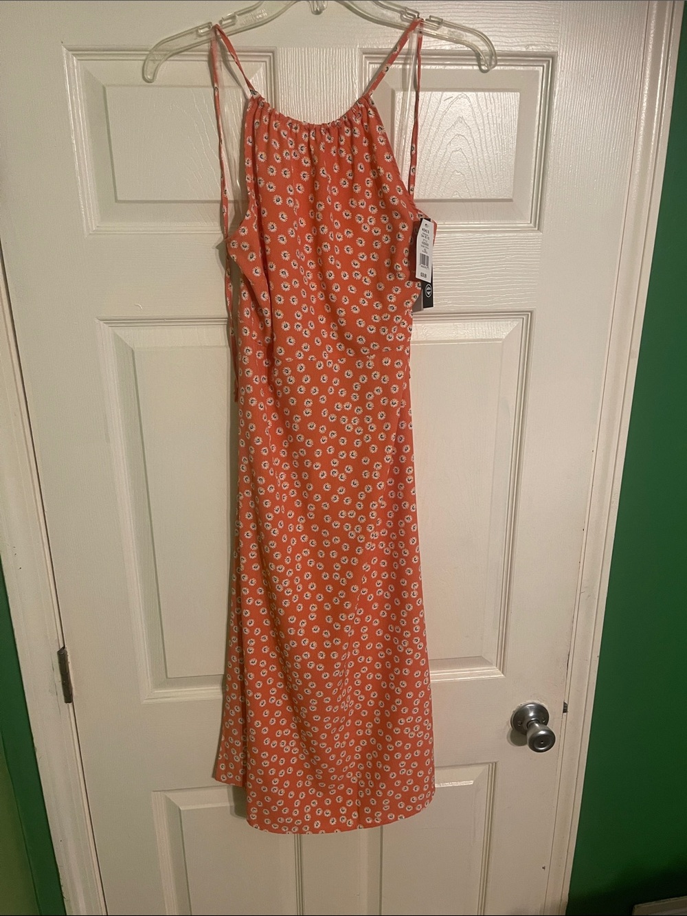 As U Wish Orange Daisy-Print Midi Dress